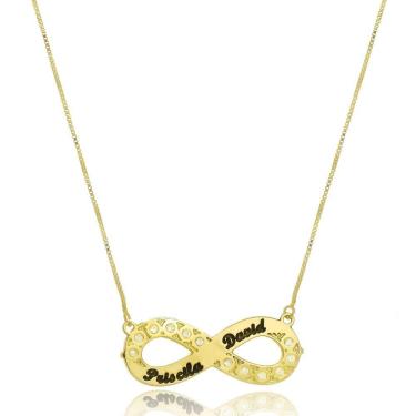 Imagem de Colar Símbolo Do Infinito Com Nomes E Detalhes Em Zircônia