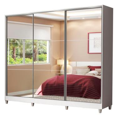 Imagem de Guarda Roupa Royale MDF 3 Portas Correr Espelho e Pés Madesa