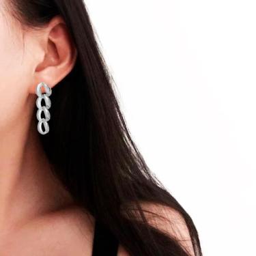 Imagem de Brinco Feminino Corrente Delicado Festa Longo Luxo Tarracha - anjo da 