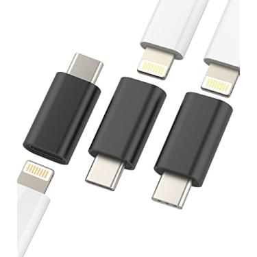 Imagem de Cabo adaptador USB C macho para Lightning fêmea (pacote com 3) para Apple para iPhone15 Pro Max para iPad 10, Air4/5, Mini6, Pro 12,9, compatível com Samsung Galaxy S22 S23 Z Flip tipo C conversor de