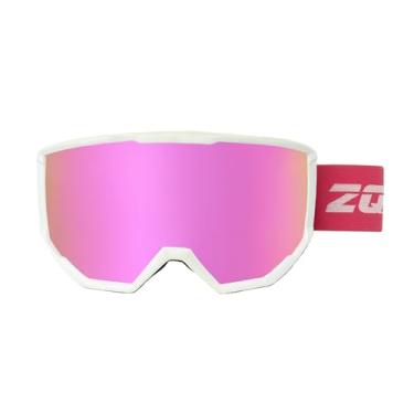 Imagem de ANSUNDA Óculos de esqui OTG, óculos de neve e snowboard esportivo para jovens adultos 100% proteção UV400 antiembaçamento (armação branca alça rosa - lente dourada rosa Revo (Vlt 13%))