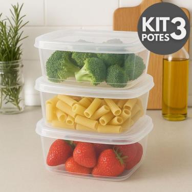 Imagem de Kit Potes Marmita 520ml Vai ao Microondas - Ideal Lancheira, Organizaç
