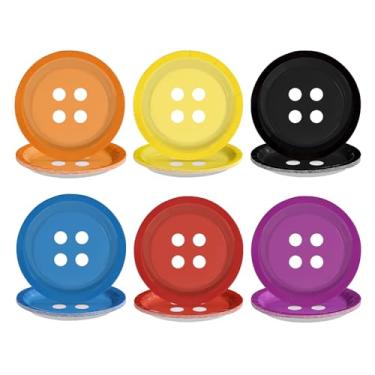 Imagem de 60 peças de pratos de papel de botão, 22 cm, resistentes, descartáveis, com olhos de botão, pratos de sobremesa, tema de filme de terror, decorações de festa para crianças Samhain Halloween