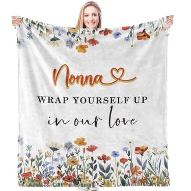 Imagem de HIWX Cobertor floral Nonna, presentes para cobertor Nonna para decoração de casa, quarto, sala de estar, sofá-cama, melhores presentes para avó para aniversário de netos, netos, netos, netos, 127 x