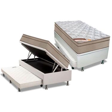 Imagem de Cama Box Baú C-auxiliar Solteiro: Colchão Molas Castor Bonnel Revolution + Base Crc Courano Black(88x188)