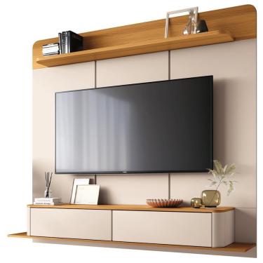 Imagem de Painel Para Tv 70 Pol Bancada Suspensa Orgânica Cheri B01 Off White Cinamomo - Lyam Decor