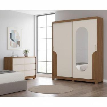 Imagem de Guarda Roupa Solteiro Talles E Cômoda Ravenna Ambiente Nature Off White - Henn