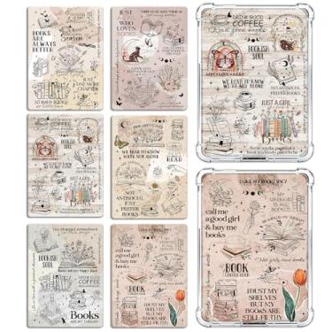 Imagem de Rngmsi Inserção de cartolina para capa transparente – 6 peças vintage para livros de leitura compatíveis com Kindle Paperwhite 11 a 12, 6,9 x 4,20 cm, papéis Boho para E-Reader, acessórios de capa