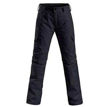 Imagem de Calça feminina de esqui com bolso com zíper, impermeável à prova de vento calças térmicas para neve enchendo algodão golfe calças de viagem para mulheres snowboarding esportes de inverno roupa de esqui durável