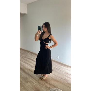 Imagem de Vestido Longo Canelado Rodado Recorte Lateral Tricot - Calu Tricot, Pr