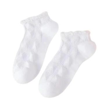 Imagem de Meias Femininas Casual - 5 Pares de Meias Curtas de Algodão Respirável