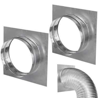 Imagem de yeesport 2 peças de flange de conector de duto de 15 cm, conector de duto de ferro galvanizado antiferrugem, conector de tubo redondo com base quadrada, flange de tubo reto ou flexível para