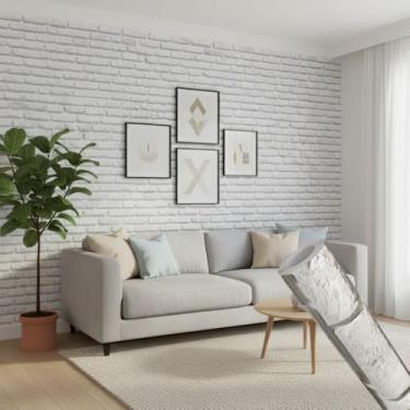 Imagem de Papel Adesivo Parede Contact 5 metros = 1 Rolo de 5m X 45cm Tijolinho Branco 3D Sala/Quarto