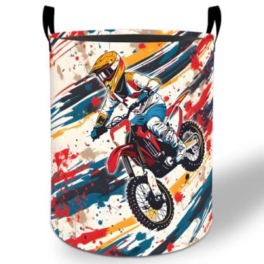 Imagem de Cesto de roupa suja para bicicleta suja 50 x 40 cm, esporte de motocross dobrável à prova d'água, balde de armazenamento de roupas Oxford para quarto, banheiro, quarto de bebê, organizador de