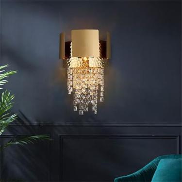 Imagem de Luminária de parede moderna e luxuosa em cristal com LED, ideal para sala de estar, quarto, cabeceira, casa de campo, hotel, escritório, escada e corredor (Estilo 15 B D26H40CM)