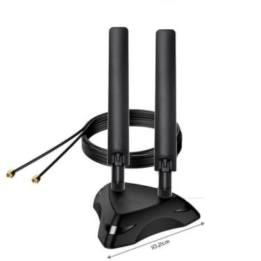 Imagem de Antena WiFi 6E para PC desktop adaptador de rede sem fio Tri-Band 6GHz 5GHz 2,4GHz RP-SMA (orifício no centro), antena de alto ganho 10dBi para cartão WiFi Bluetooth roteador sem fio