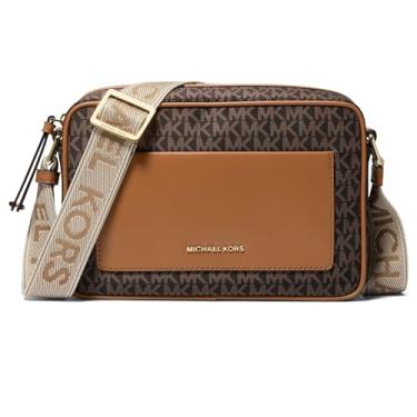 Imagem de Michael Kors Bolsa tiracolo grande do leste oeste com alça de teia com logotipo, marrom/bolota, Marrom/Acorn