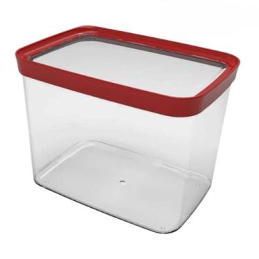 Imagem de Pote Hermético 4L Plástico– Tampa Colorida, Vedação – Ideal para Arroz, Feijão, Cereais (1,VERMELHO)