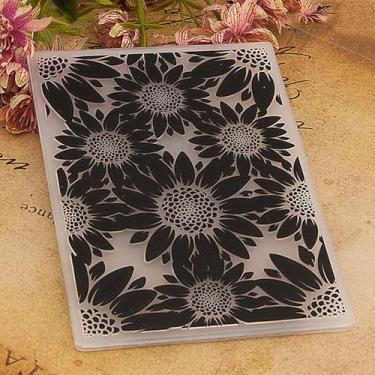 Imagem de Pasta de gravação de plástico com padrão de fundo de girassol, impressões texturizadas em 3D, modelo de pasta de gravação de flores para fazer cartões, scrapbooking, papel, artesanato, álbuns