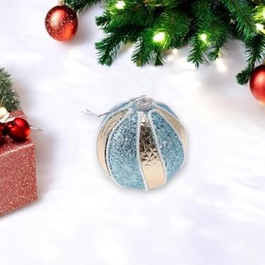 Imagem de Generic 1 peça de enfeites de bolas de Natal, tecido redondo, espuma de sarja, azul, dourado, 8 cm