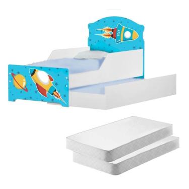 Imagem de Mini Cama Infantil Com Auxiliar Pop Foguete Com Colchões