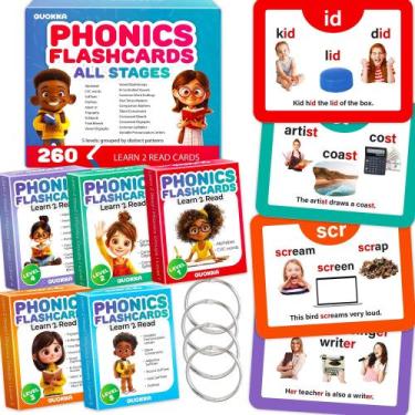Imagem de Cartões flash Phonics QUOKKA 260 Cards para crianças de 4 a 8 anos