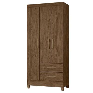 Imagem de Guarda Roupa Solteiro Lima 3 Portas Castanho Wood - Moval