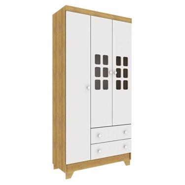 Imagem de Guarda Roupa Infantil Malu 3 Portas Branco Acetinado Bétula - Carolina