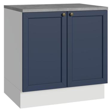 Imagem de Balcão De Cozinha 80 Cm 2 Portas Branco/azul Vik Madesa Branco/azul