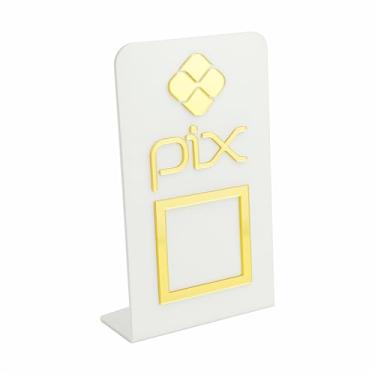 Imagem de Placa Pix QR Code Display Para Pagamentos Acrílico 3mm Branco (branco + dourado)