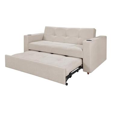 Imagem de Sofá-Cama Austin Casal Reclinável com Porta-Copos e Espuma D26 Casa Imperial Creme 203
