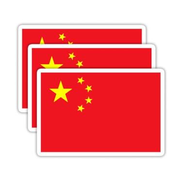 Imagem de (3 peças) Adesivos de bandeira da China, adesivos de bandeira dos países - Decalques de vinil à prova d'água para laptops, copos, garrafas de água, livros, álbuns de recortes, tamanho 7 x 5 cm