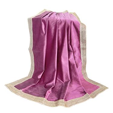 Imagem de Indian Consigners Pano pequeno de veludo de cor sólida para uso multiuso (Roxo)