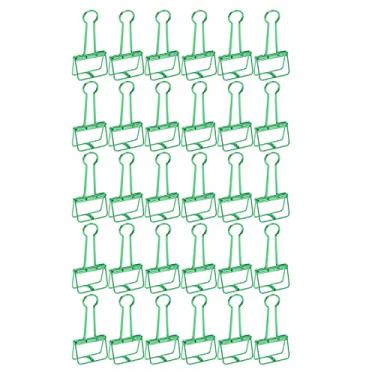 Imagem de Clipes de pasta forte força de fixação cauda oca metal mini clipes de papel grampos de papel para documentos de escritório material escolar em casa 30 peças 51mm (Verde)