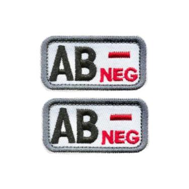 Imagem de Uijokdef 2 peças de patch tático tipo sanguíneo, bordado militar gancho e laço, branco e verde cáqui, 1 x 5 polegadas (branco AB-)