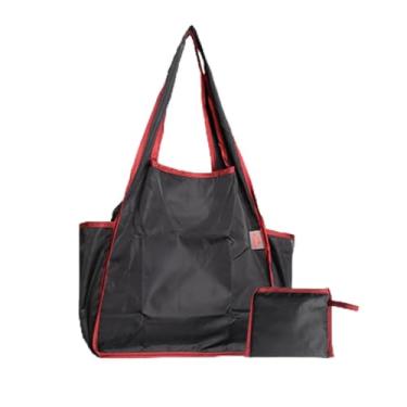 Imagem de Daclubmenxy 4 sacolas de compras reutilizáveis – sacola de nylon lavável na máquina, sacola de compras dobrável, sacolas de presente ecológicas (preto)