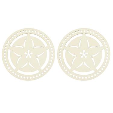 Imagem de PATIKIL 2 peças de base de cesta de crochê, cesta redonda de 14 cm, modelador de base de madeira, kit de confecção de bolsa de tricô para crochê, bolsa de ombro, bolsa, artesanato, cor de madeira