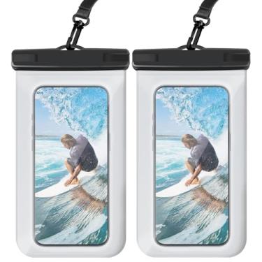 Imagem de Bolsa de telefone à prova d'água, capa seca universal compatível com iPhone 15 14 13 12 Pro Max Plus, IPX8 Beach Cruise Ship Essentials, pacote com 2 - transparente e transparente - 21 cm