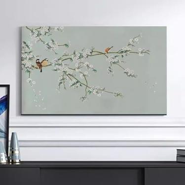 Imagem de Capa de proteção contra poeira para TV interna, padrão de pintura floral, pássaros, protetor à prova de poeira para telas LCD/LED, tecido decorativo, capa de televisão, sala de estar/quarto - flor 2||