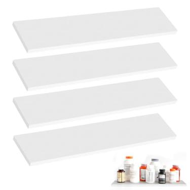 Imagem de Reaeng Pacote com 4 prateleiras de substituição para armário de remédios de madeira branca de 33,5 cm – Prateleiras resistentes montadas na parede, fácil instalação para armários de cozinha ou sala de