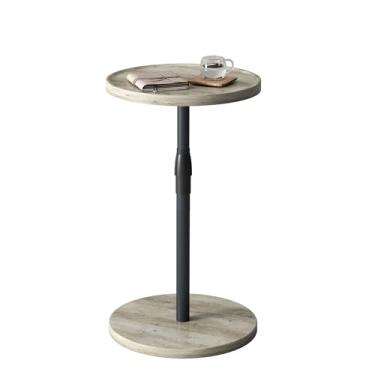 Imagem de IRCPEN Mesa de canto ajustável, mesa lateral redonda pequena, mesa de bebida para espaços pequenos, mesa de cabeceira com pedestal para sala de estar, quarto, sofá, carvalho ET-010QK