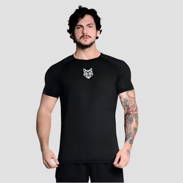 Imagem de Camiseta Tshirt Dry Perfomance Black Lobo Geometrico - Alpha Co Tamanho:P;Cor:-Masculino