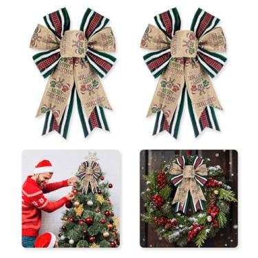 Imagem de 2 peças de laços de Natal para guirlandas, guirlanda de pata de animal de estimação de Natal, laço de veludo, fita de artesanato para decoração de festa de Natal na porta da frente, suprimentos