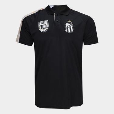 Imagem de Camisa Polo Santos Masculina - SPR, Preto, Dourado, GG
