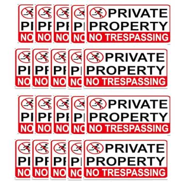 Imagem de Pacote com 20 placas sem invasão, placas de aviso de metal de alumínio de propriedade privada, placas de segurança refletivas à prova d'água para cerca ao ar livre, quintal, casa, 17 x 25 polegadas