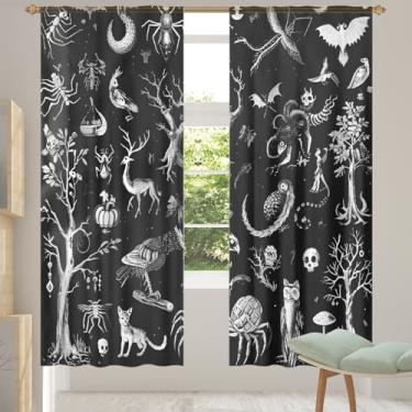 Imagem de 2 conjuntos de painéis de cortinas transparentes pretas de árvore animal cortinas transparentes arejadas com filtro leve painéis de cortina para porta janela para sala de estar, quarto, jantar, 84