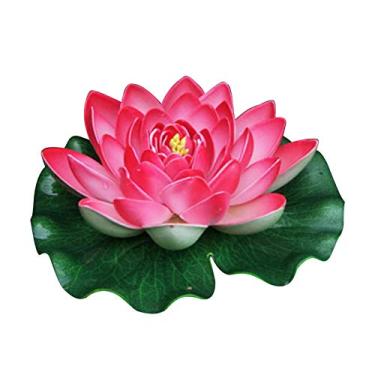 Imagem de Flores de Lótus Flutuantes Artificiais Folha Espuma Lifelike Fake Lily Pad Lagoas Água Piscina Lar Lago Peixe Tanque Decoração Plantas Reutilizáveis Alto- EVA Clima Fácil Instalar