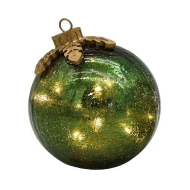Imagem de Baoblaze Bola de Natal Decorativa com LED, Enfeite de Natal para Pendurar, Bolas Decorativas para Jardim, Interior, Aniversário, Festa, Guirlanda, Verde