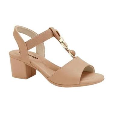 Imagem de Sandália Salto Médio Apliques Frontais Feminina Comfort Flex Preto 39-Feminino