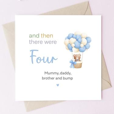 Imagem de TEEMI - And Then There Were Four, cartão de anúncio de bebê, cartão de bebê novo, cartão de gravidez, cartão de parabéns, cartão de chá de bebê fofo (irmão)